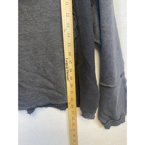 American Eagle Patchwork Exposed Seam Oversized Black Gray Sweatshirt Top - Picture 10 of 10